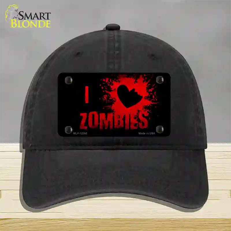 I Love Zombies Novelty License Plate Hat Unconstructed Cotton / Black