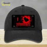 I Love Zombies Novelty License Plate Hat Unconstructed Cotton / Black