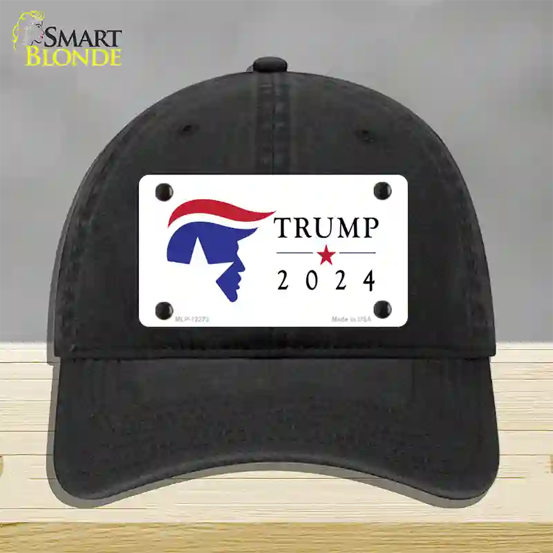 Trump 2024 Silhouette Novelty License Plate Hat Unconstructed Cotton / Black