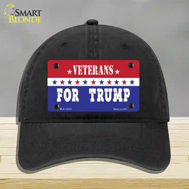 Veterans For Trump Novelty License Plate Hat Unconstructed Cotton / Black