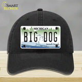 Michigan Big Dog Novelty License Plate Hat Unconstructed Cotton / Black