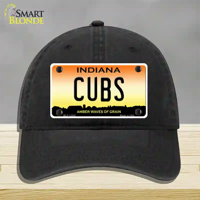 Cubs Indiana Novelty License Plate Hat Unconstructed Cotton / Black