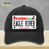 Wisconsin Eagle River Novelty License Plate Hat Unconstructed Cotton / Black