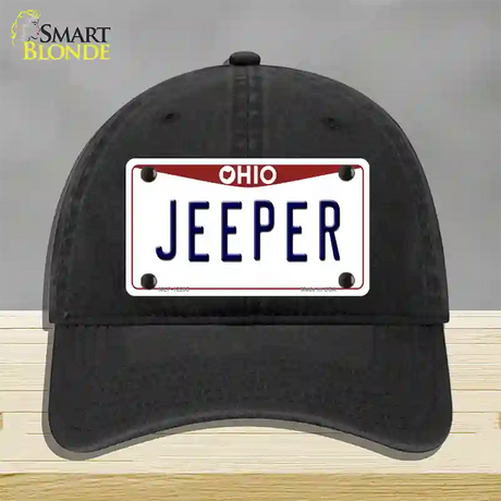 Ohio Jeeper Novelty License Plate Hat Unconstructed Cotton / Black