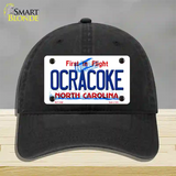 Ocracoke North Carolina Novelty License Plate Hat Unconstructed Cotton / Black