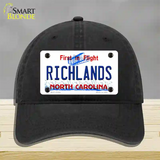 North Carolina Richlands Novelty License Plate Hat Unconstructed Cotton / Black