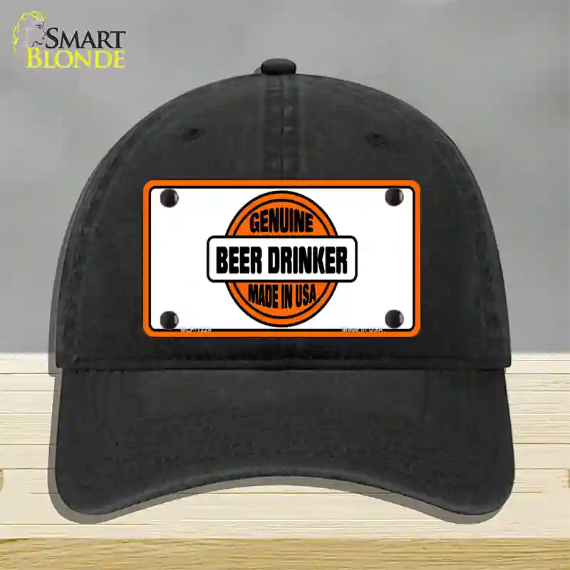 Genuine Beer Drinker Novelty License Plate Hat Unconstructed Cotton / Black