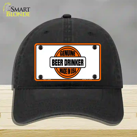 Genuine Beer Drinker Novelty License Plate Hat Unconstructed Cotton / Black