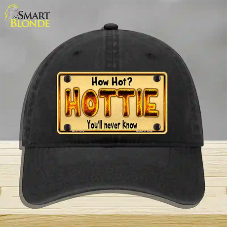 Hottie Know Novelty License Plate Hat Unconstructed Cotton / Black