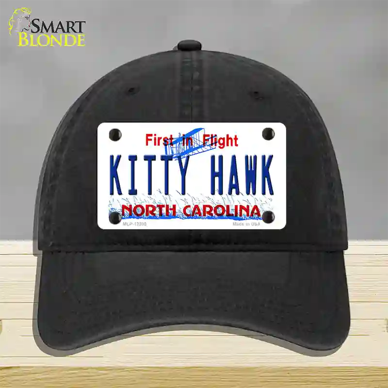 North Carolina Kitty Hawk Novelty License Plate Hat Unconstructed Cotton / Black