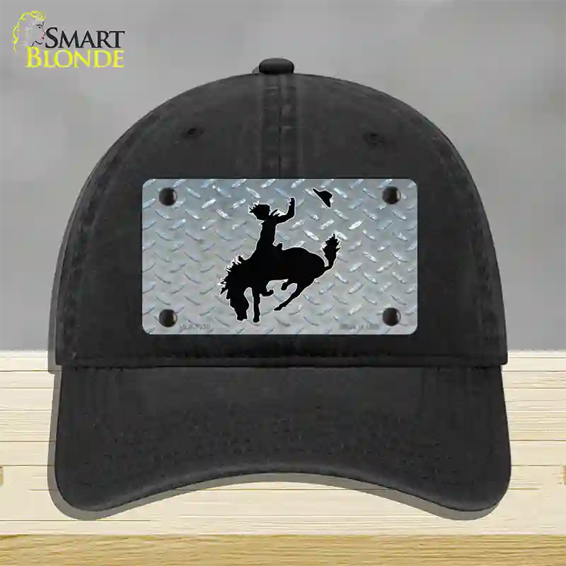 Bucking Bronco Novelty License Plate Hat Unconstructed Cotton / Black