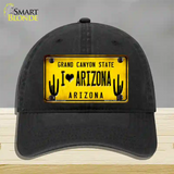 I love Arizona Yellow Novelty License Plate Hat Unconstructed Cotton / Black