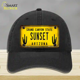 Arizona Sunset Novelty License Plate Hat Unconstructed Cotton / Black