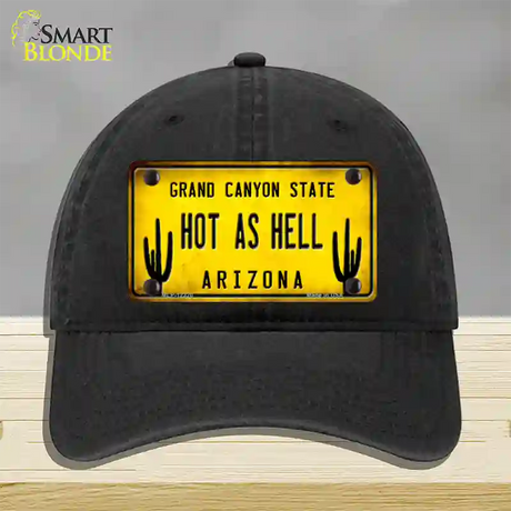 Arizona Hot as Hell Novelty License Plate Hat Unconstructed Cotton / Black