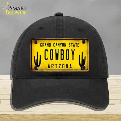 Arizona Cowboy Novelty License Plate Hat Unconstructed Cotton / Black