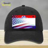 Ohio with American Flag Novelty License Plate Hat Unconstructed Cotton / Black