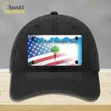 South Carolina with American Flag Novelty License Plate Hat Unconstructed Cotton / Black