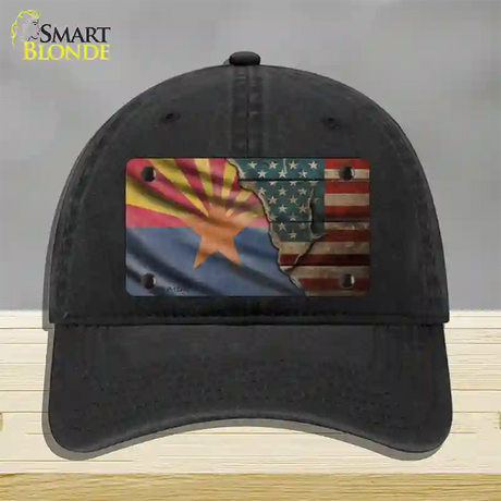 Arizona/American Flag Novelty License Plate Hat Unconstructed Cotton / Black