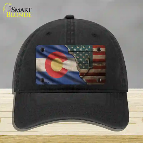 Colorado/American Flag Novelty License Plate Hat Unconstructed Cotton / Black