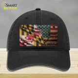 Maryland/American Flag Novelty License Plate Hat Unconstructed Cotton / Black