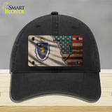 Massachusetts/American Flag Novelty License Plate Hat Unconstructed Cotton / Black