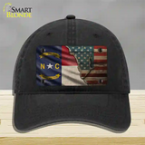 North Carolina/American Flag Novelty License Plate Hat Unconstructed Cotton / Black