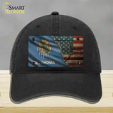 Oklahoma/American Flag Novelty License Plate Hat Unconstructed Cotton / Black