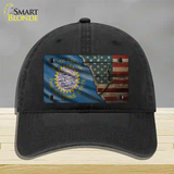 South Dakota/American Flag Novelty License Plate Hat Unconstructed Cotton / Black