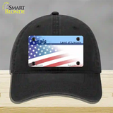 Illinois Lincoln with American Flag Novelty License Plate Hat Unconstructed Cotton / Black