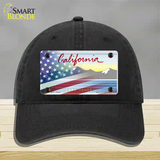 California Tahoe Plate American Flag Novelty License Plate Hat Unconstructed Cotton / Black