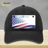 Pure Michigan Plate American Flag Novelty License Plate Hat Unconstructed Cotton / Black