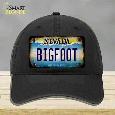 Bigfoot Nevada Novelty License Plate Hat Unconstructed Cotton / Black