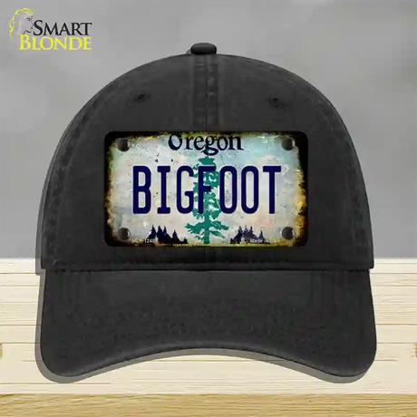 Bigfoot Oregon Novelty License Plate Hat Unconstructed Cotton / Black