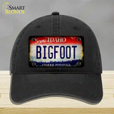 Bigfoot Idaho Novelty License Plate Hat Unconstructed Cotton / Black