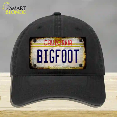 Bigfoot California Novelty License Plate Hat Unconstructed Cotton / Black