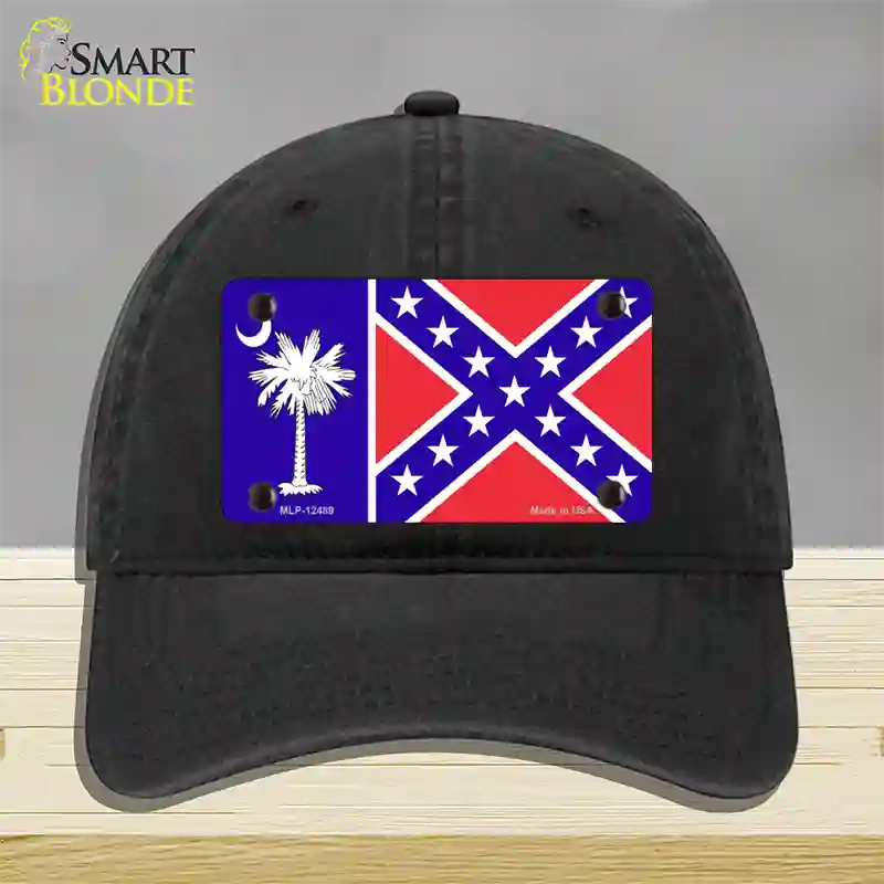 South Carolina Confederate Flag Novelty License Plate Hat Unconstructed Cotton / Black