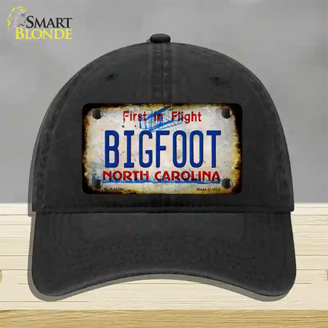 Bigfoot North Carolina Novelty License Plate Hat Tag Unconstructed Cotton / Black