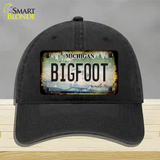 Bigfoot Michigan Novelty License Plate Hat Unconstructed Cotton / Black