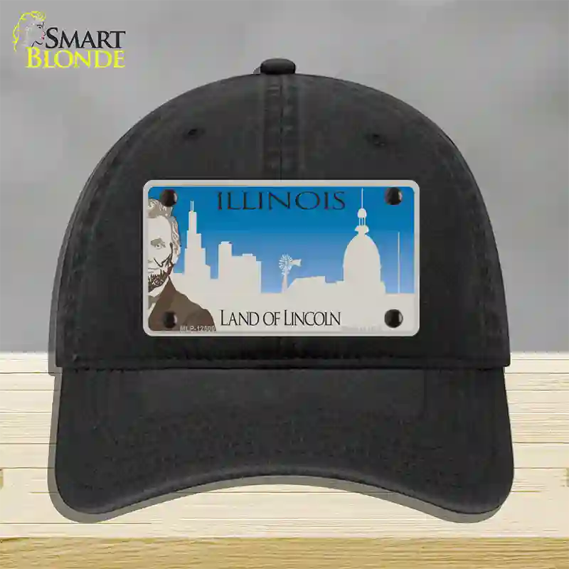 Illinois Blank Novelty License Plate Hat Unconstructed Cotton / Black