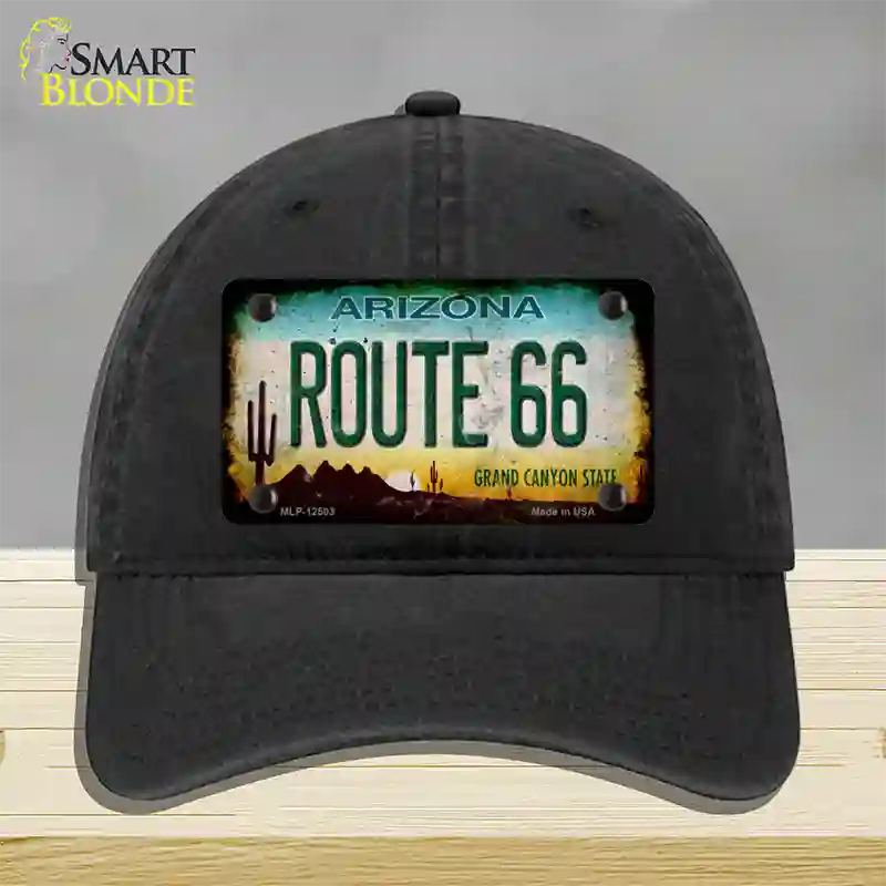 Route 66 Arizona Rusty Novelty License Plate Hat Unconstructed Cotton / Black