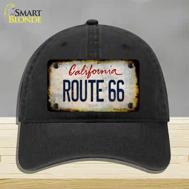 Route 66 California Rusty Novelty License Plate Hat Unconstructed Cotton / Black