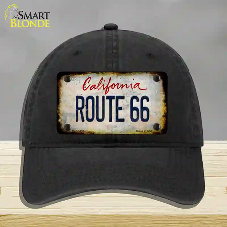 Route 66 California Rusty Novelty License Plate Hat Unconstructed Cotton / Black