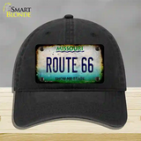 Route 66 Missouri Rusty Novelty License Plate Hat Unconstructed Cotton / Black