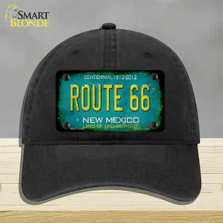 Route 66 New Mexico Rusty Novelty License Plate Hat Unconstructed Cotton / Black