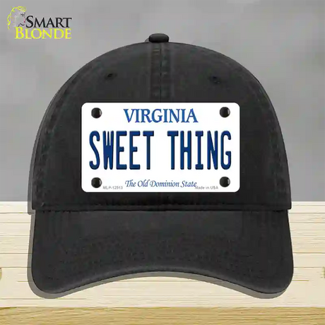 Sweet Thing Virginia Novelty License Plate Hat Unconstructed Cotton / Black