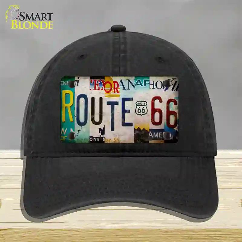 Route 66 Strip Novelty License Plate Hat Unconstructed Cotton / Black