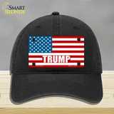 Trump American Flag Novelty License Plate Hat Unconstructed Cotton / Black