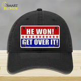 Trump Won Get Over It Novelty License Plate Hat Unconstructed Cotton / Black