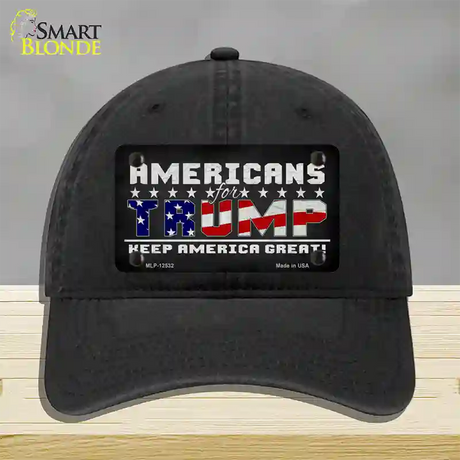 Americans For Trump Novelty License Plate Hat Unconstructed Cotton / Black