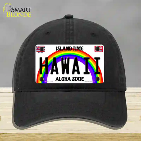 Hawaii Novelty License Plate Hat Unconstructed Cotton / Black